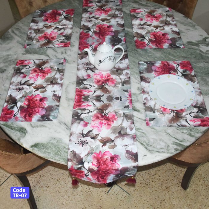 Pinkish floral table runner