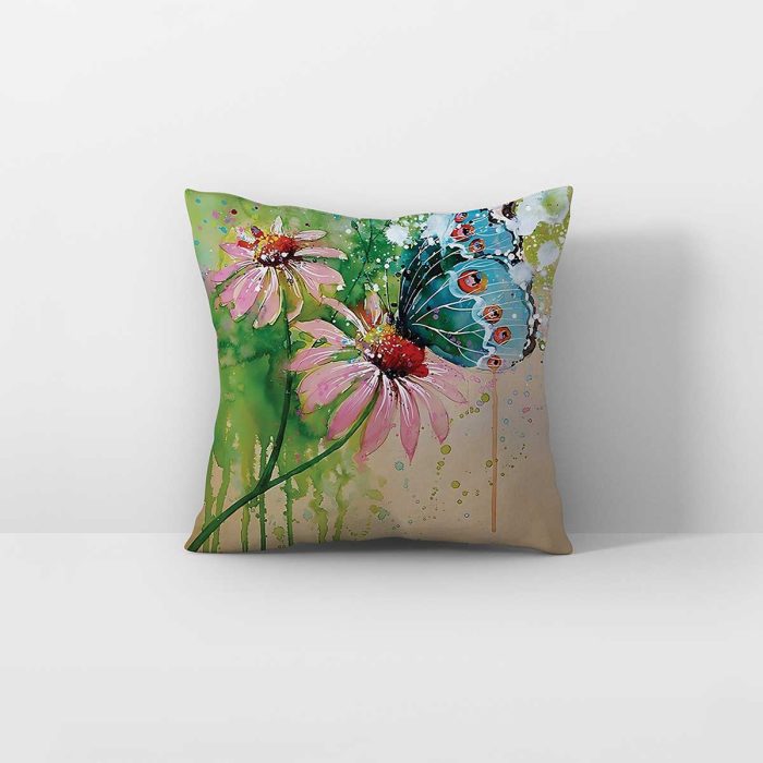 floral and butterfly cushion cover